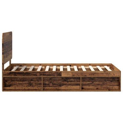 Bed Frame with Headboard Old Wood 100 x 200 cm Solid Pine Wood