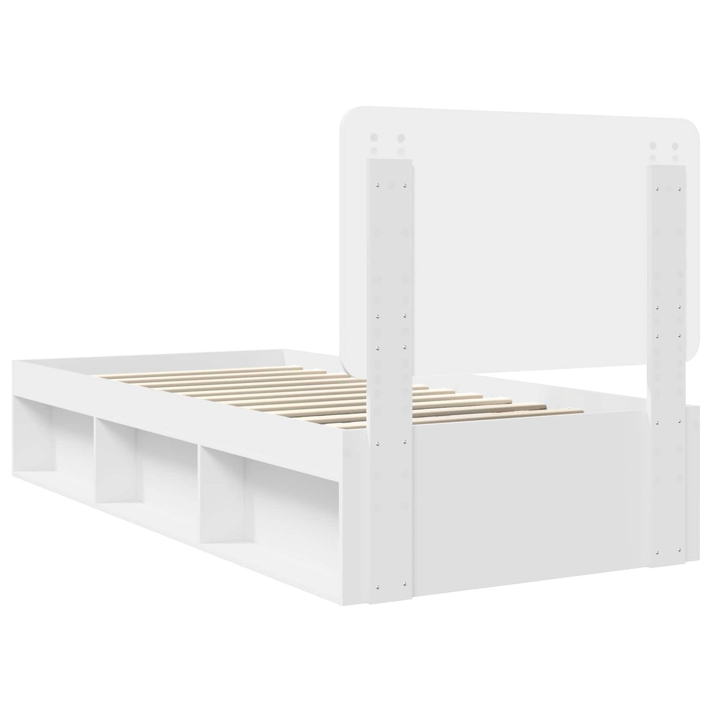 Bed Frame with Headboard White 90 x 200 cm Solid Pine Wood