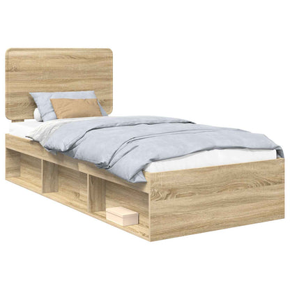 Bed Frame with Headboard Sonoma Oak 90 x 200 cm Solid Pine Wood