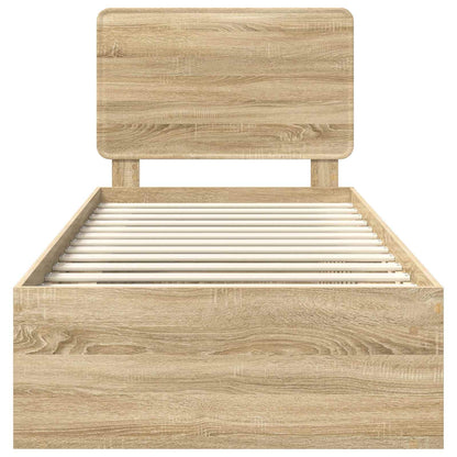 Bed Frame with Headboard Sonoma Oak 90 x 200 cm Solid Pine Wood