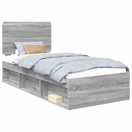 Bed Frame Grey Sonoma 90 x 200 cm Solid Pine Wood