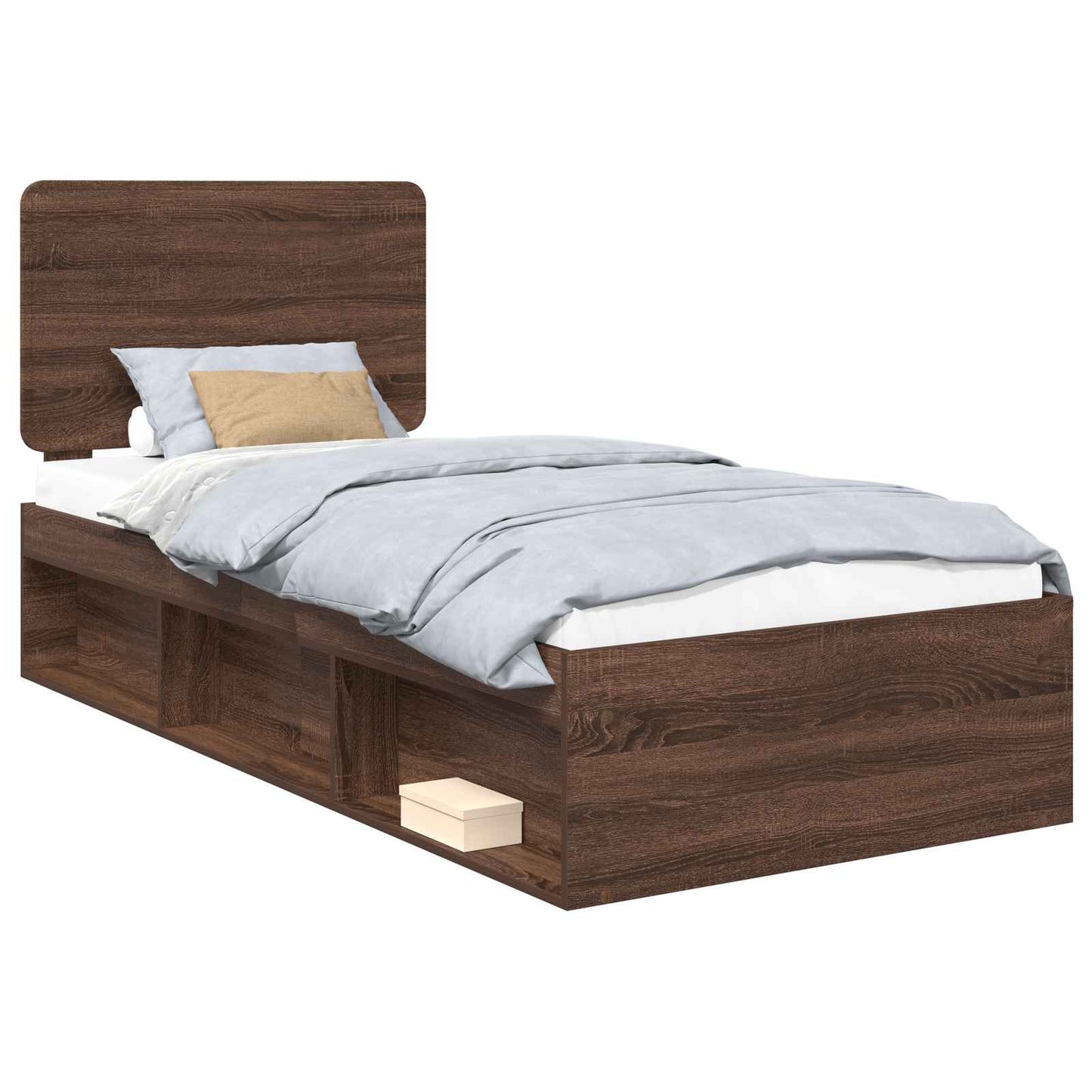 Bed Frame with Headboard Brown Oak 90 x 200 cm Solid Pine Wood