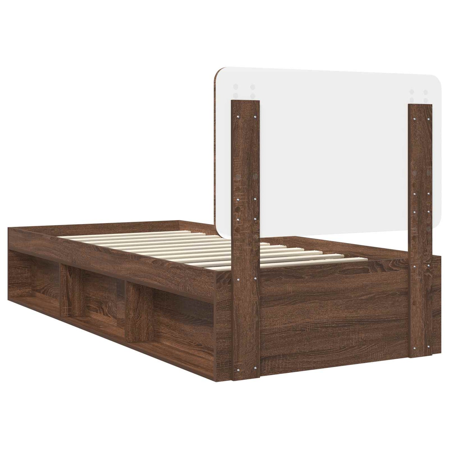Bed Frame with Headboard Brown Oak 90 x 200 cm Solid Pine Wood