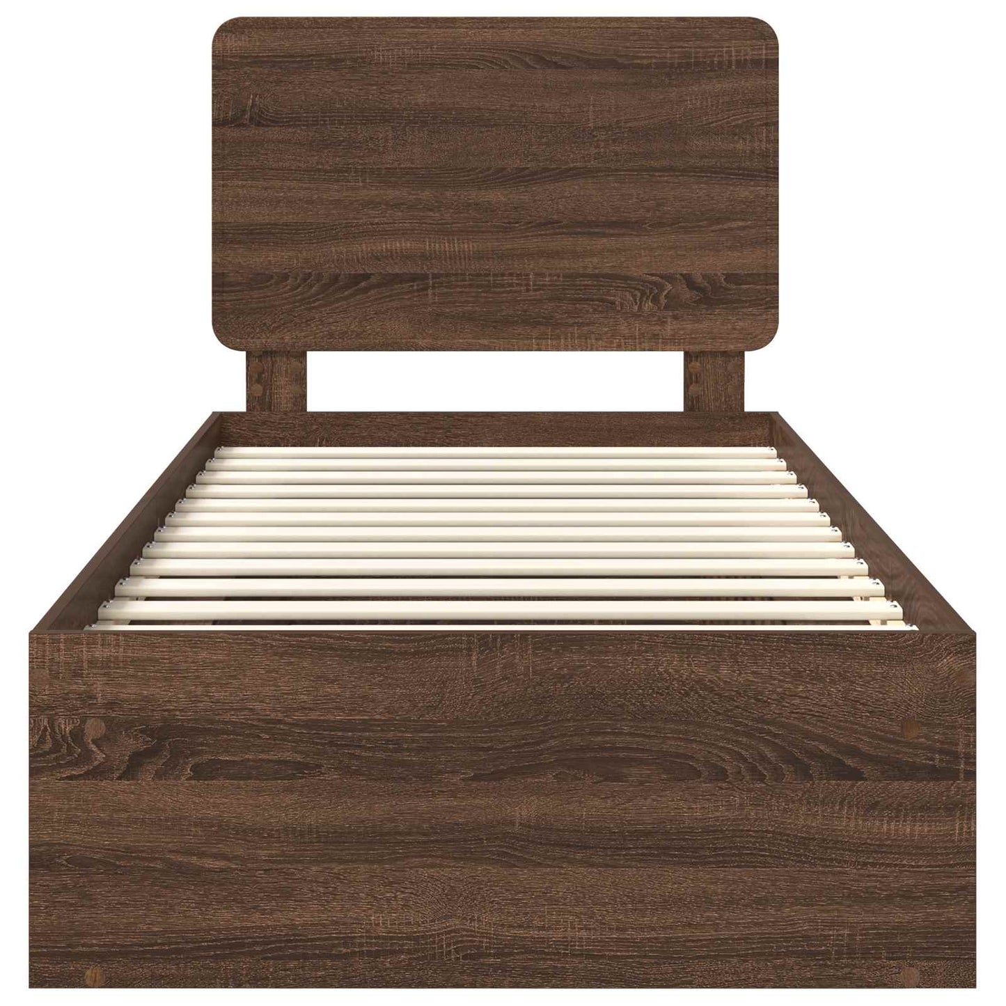 Bed Frame with Headboard Brown Oak 90 x 200 cm Solid Pine Wood