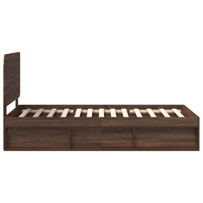 Bed Frame with Headboard Brown Oak 90 x 200 cm Solid Pine Wood