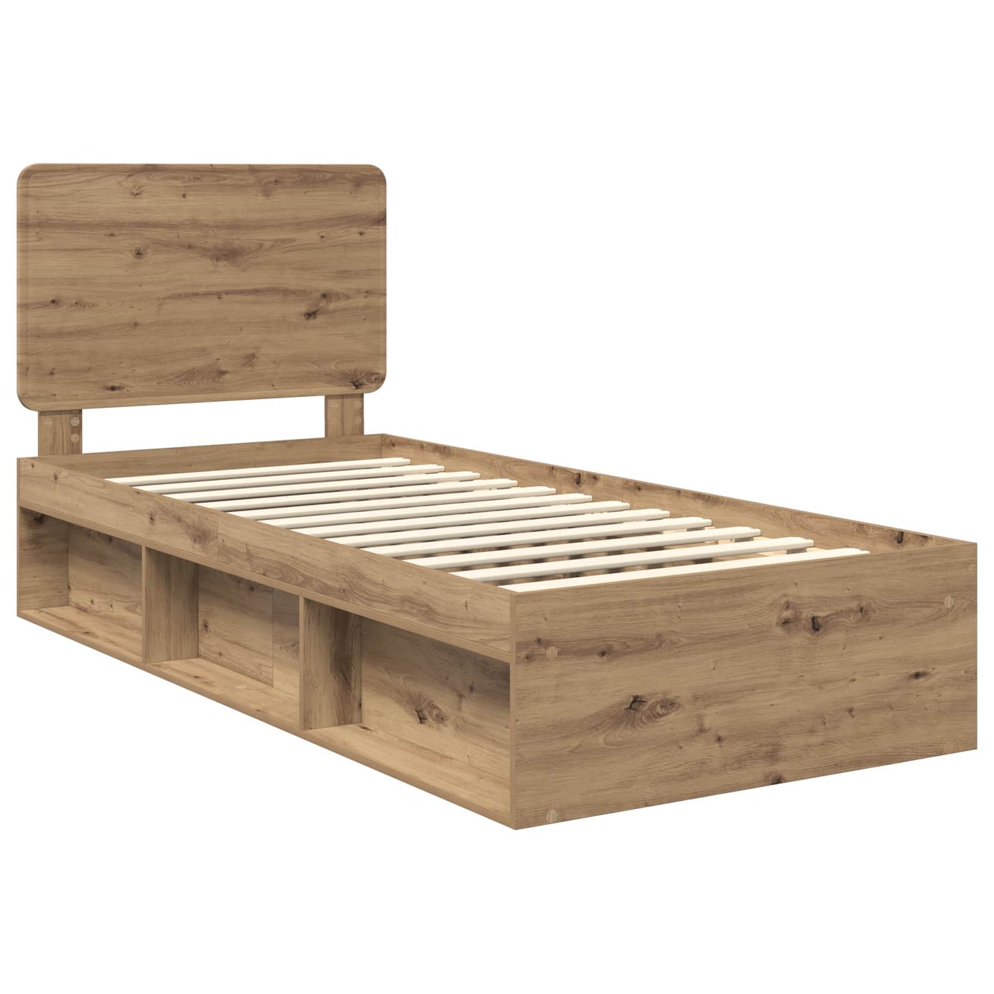 Bed Frame Artisian Oak 90 x 190 cm Solid Pine Wood