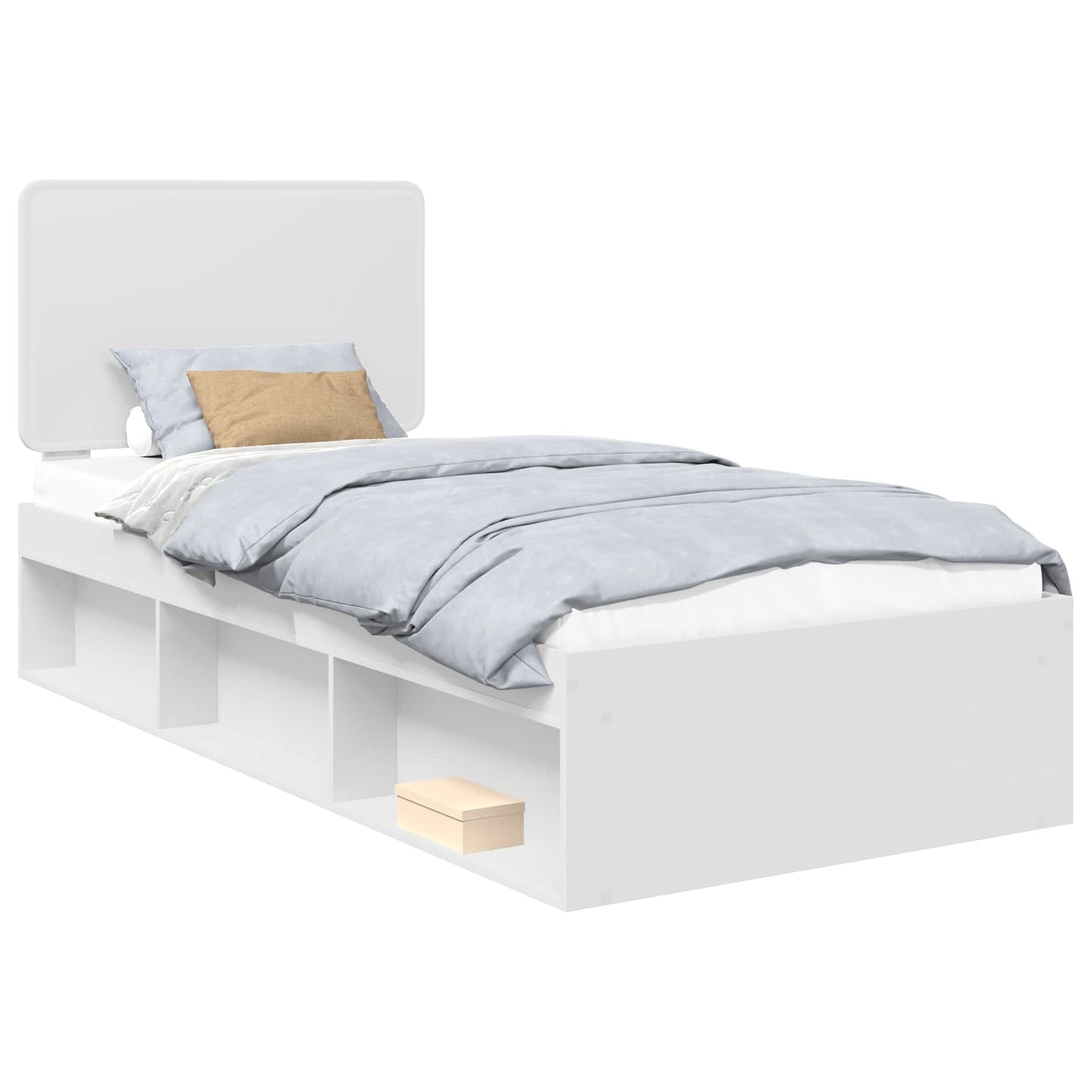 Bed Frame with Headboard White 75 x 190 cm Solid Pine Wood