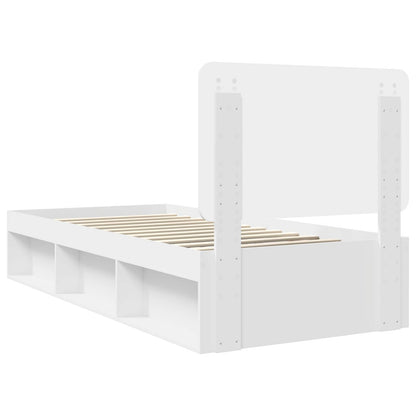 Bed Frame with Headboard White 75 x 190 cm Solid Pine Wood
