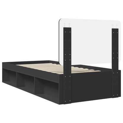 Bed Frame with Headboard Black 75 x 190 cm Solid Pine Wood