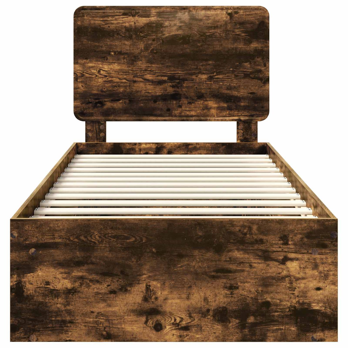 Bed Frame with Headboard Smoked Oak 75 x 190 cm Solid Pine Wood