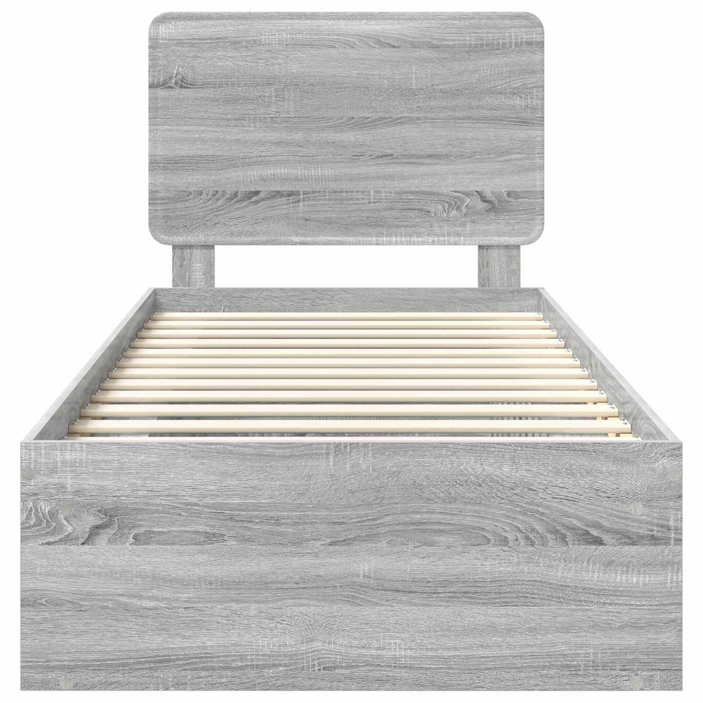 Bed Frame Grey Sonoma 75 x 190 cm Solid Pine Wood