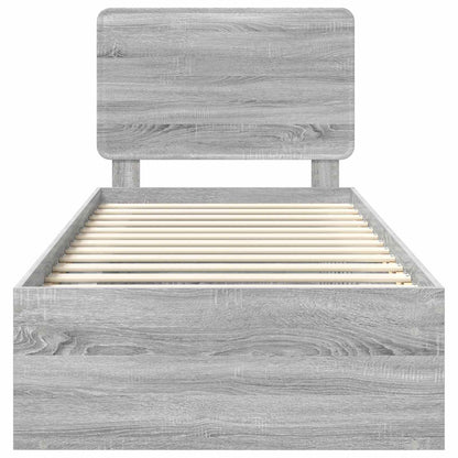Bed Frame Grey Sonoma 75 x 190 cm Solid Pine Wood