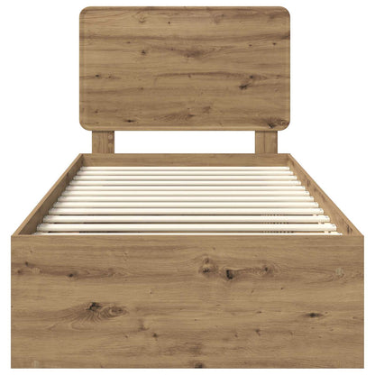 Bed Frame Artisian Oak 75 x 190 cm Solid Pine Wood