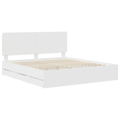 Bed Frame with Drawer White 200 x 200 cm Engineer Wood