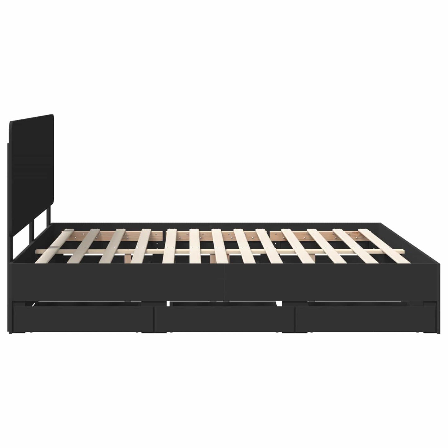 Bed Frame with Drawer Black 200 x 200 cm Engineer Wood
