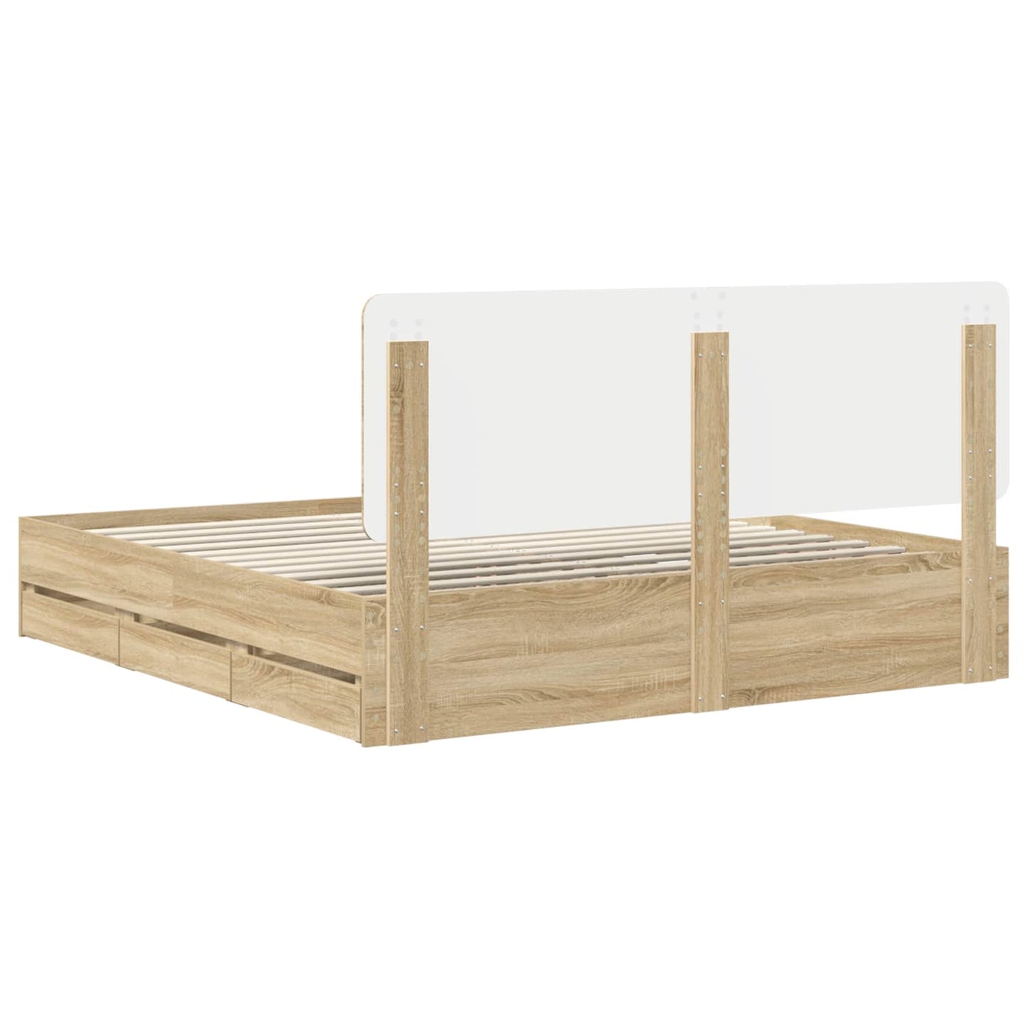 Bed Frame with Drawer Sonoma Oak 200 x 200 cm Engineer Wood