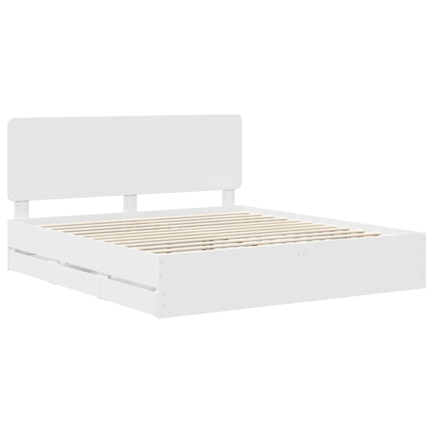 Bed Frame with Drawer White 180 x 200 cm Engineer Wood
