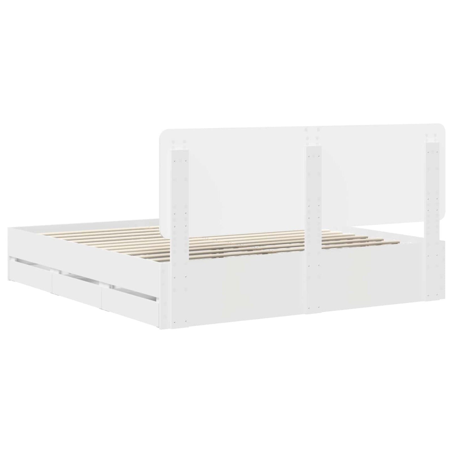 Bed Frame with Drawer White 180 x 200 cm Engineer Wood