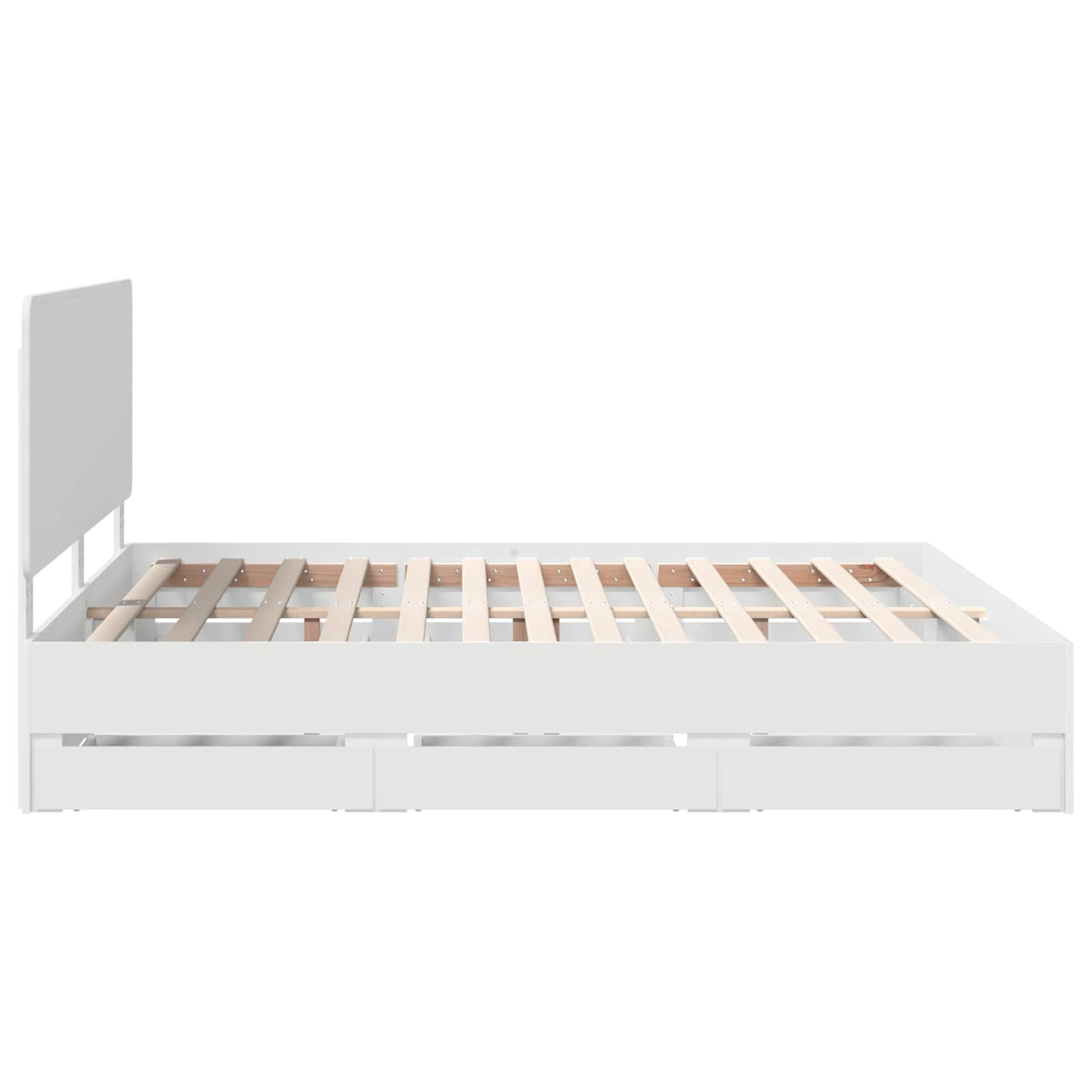 Bed Frame with Drawer White 180 x 200 cm Engineer Wood