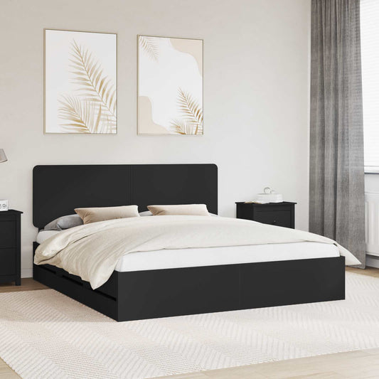 Bed Frame with Drawer Black 180 x 200 cm Engineer Wood