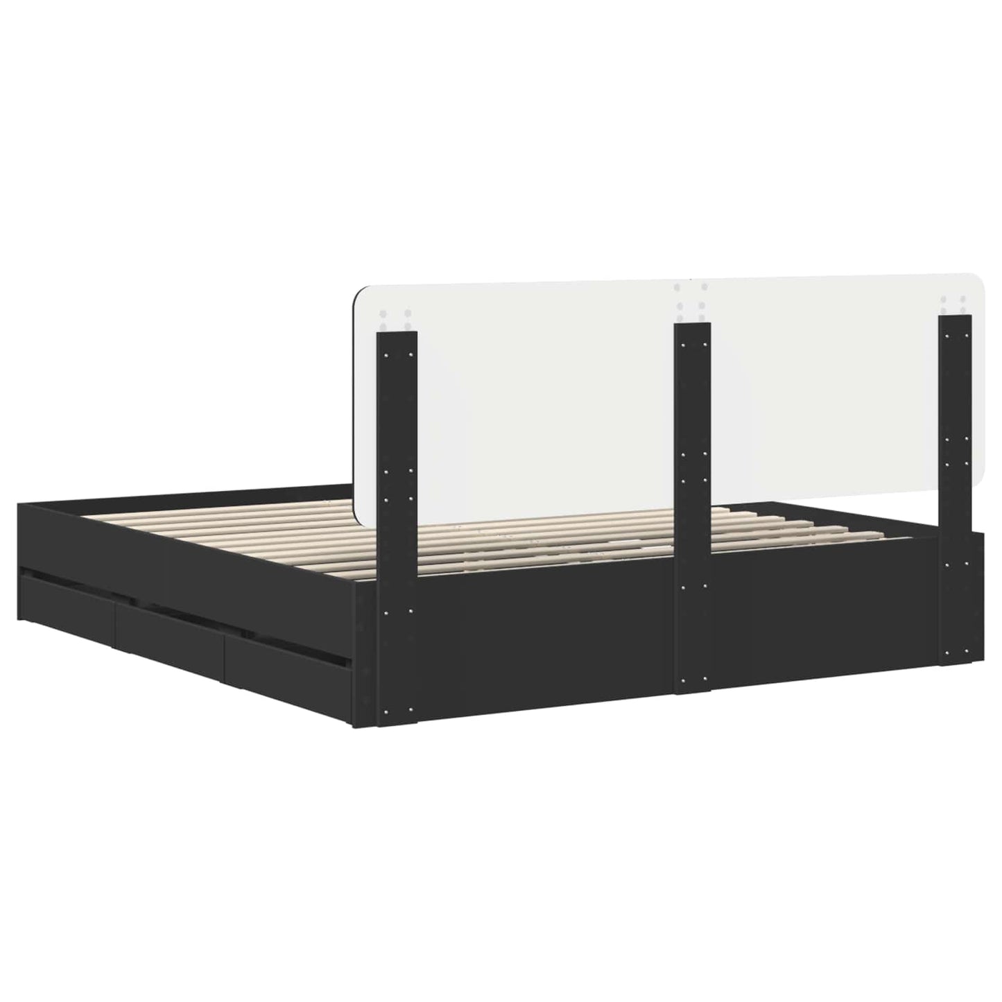 Bed Frame with Drawer Black 180 x 200 cm Engineer Wood