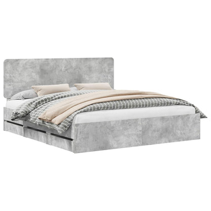 Bed Frame with Drawer Concrete Grey 180 x 200 cm Engineer Wood