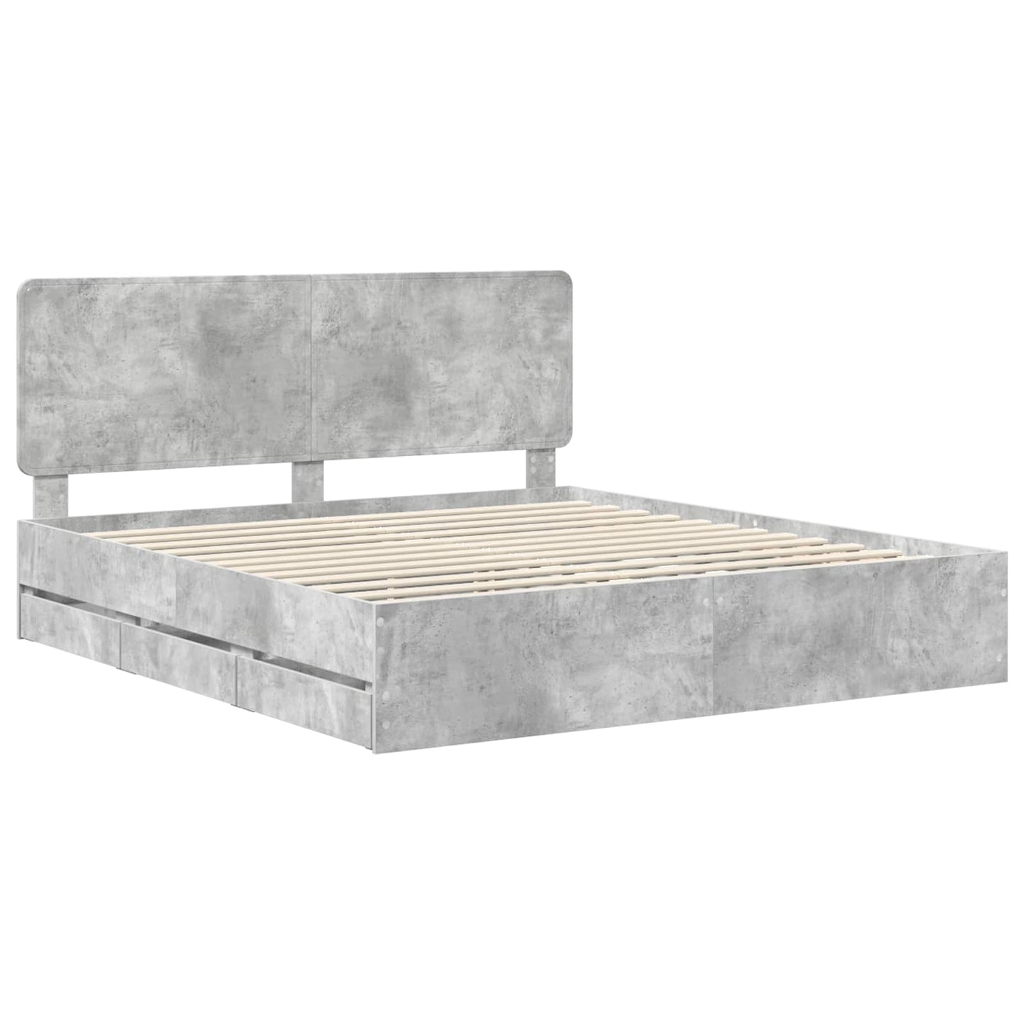 Bed Frame with Drawer Concrete Grey 180 x 200 cm Engineer Wood