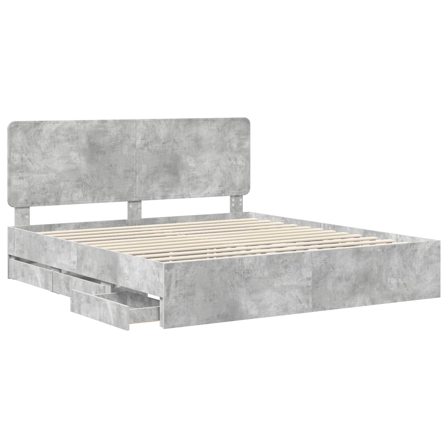Bed Frame with Drawer Concrete Grey 180 x 200 cm Engineer Wood