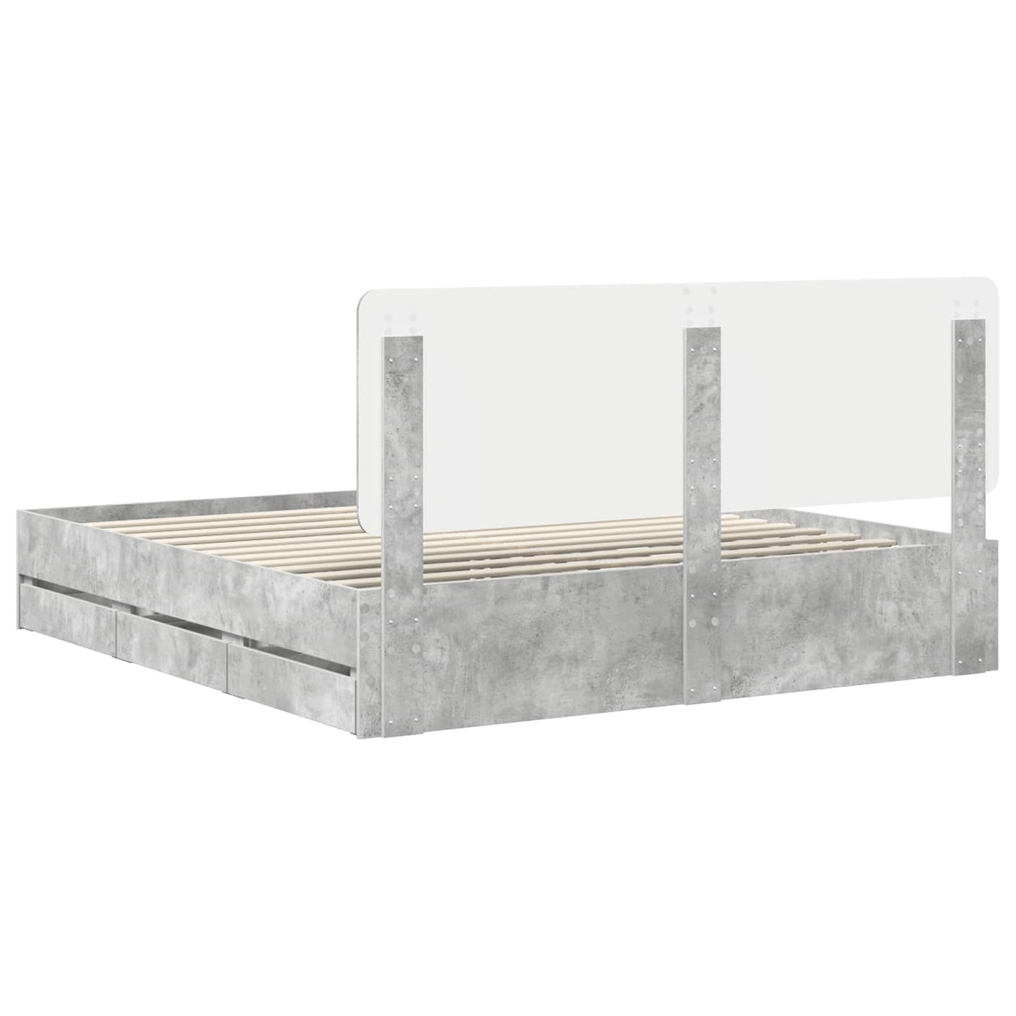 Bed Frame with Drawer Concrete Grey 180 x 200 cm Engineer Wood