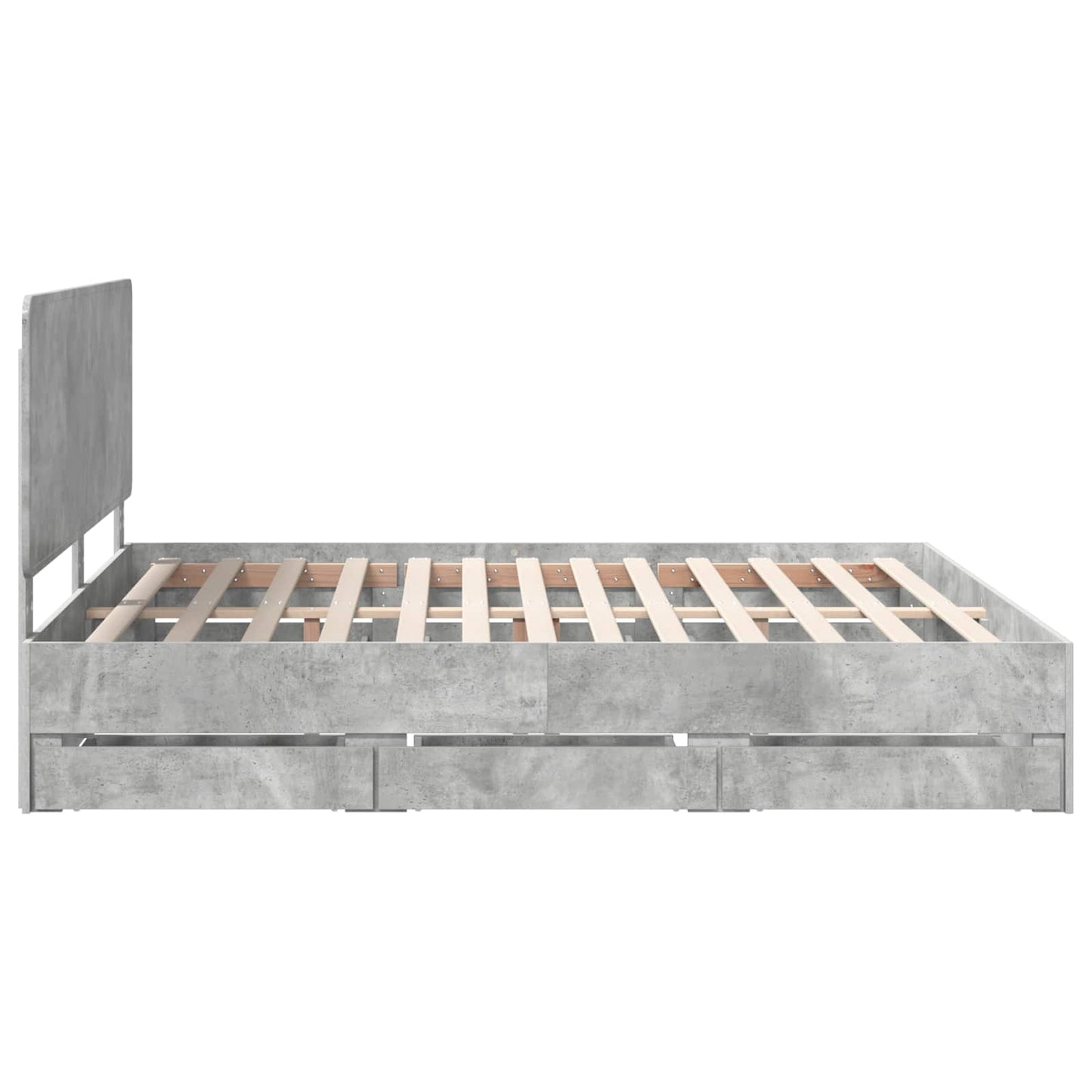 Bed Frame with Drawer Concrete Grey 180 x 200 cm Engineer Wood