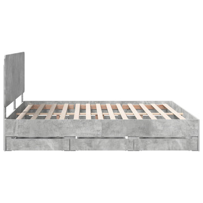 Bed Frame with Drawer Concrete Grey 180 x 200 cm Engineer Wood
