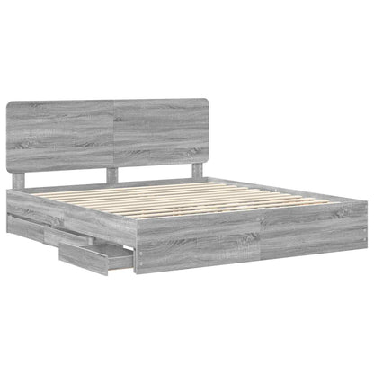 Bed Frame with Drawer Grey Sonoma 180 x 200 cm Engineer Wood