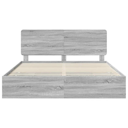 Bed Frame with Drawer Grey Sonoma 180 x 200 cm Engineer Wood