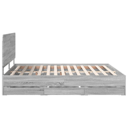 Bed Frame with Drawer Grey Sonoma 180 x 200 cm Engineer Wood