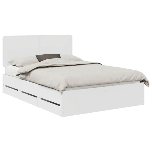 Bed Frame with Drawer White 160 x 200 cm Engineer Wood