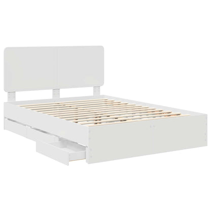 Bed Frame with Drawer White 160 x 200 cm Engineer Wood