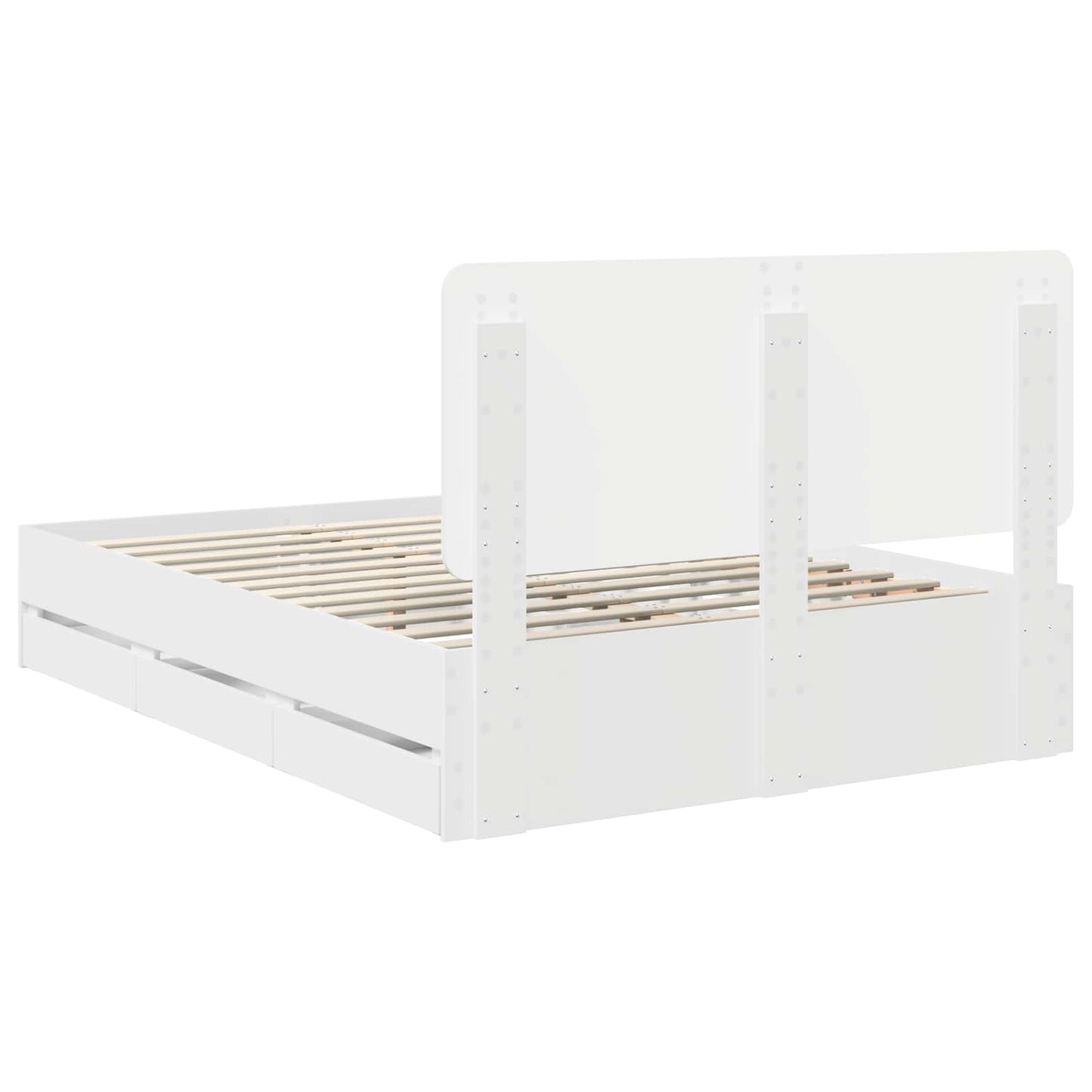 Bed Frame with Drawer White 160 x 200 cm Engineer Wood
