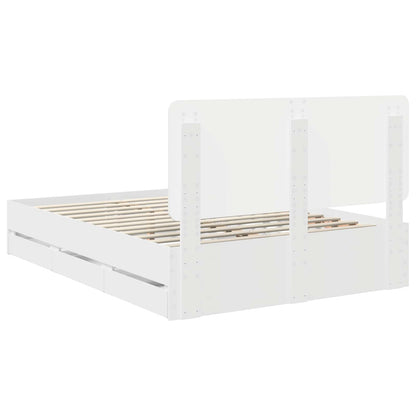 Bed Frame with Drawer White 160 x 200 cm Engineer Wood