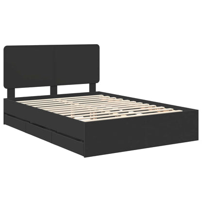 Bed Frame with Drawer Black 160 x 200 cm Engineer Wood