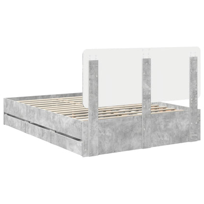 Bed Frame with Drawer Concrete Grey 160 x 200 cm Engineer Wood