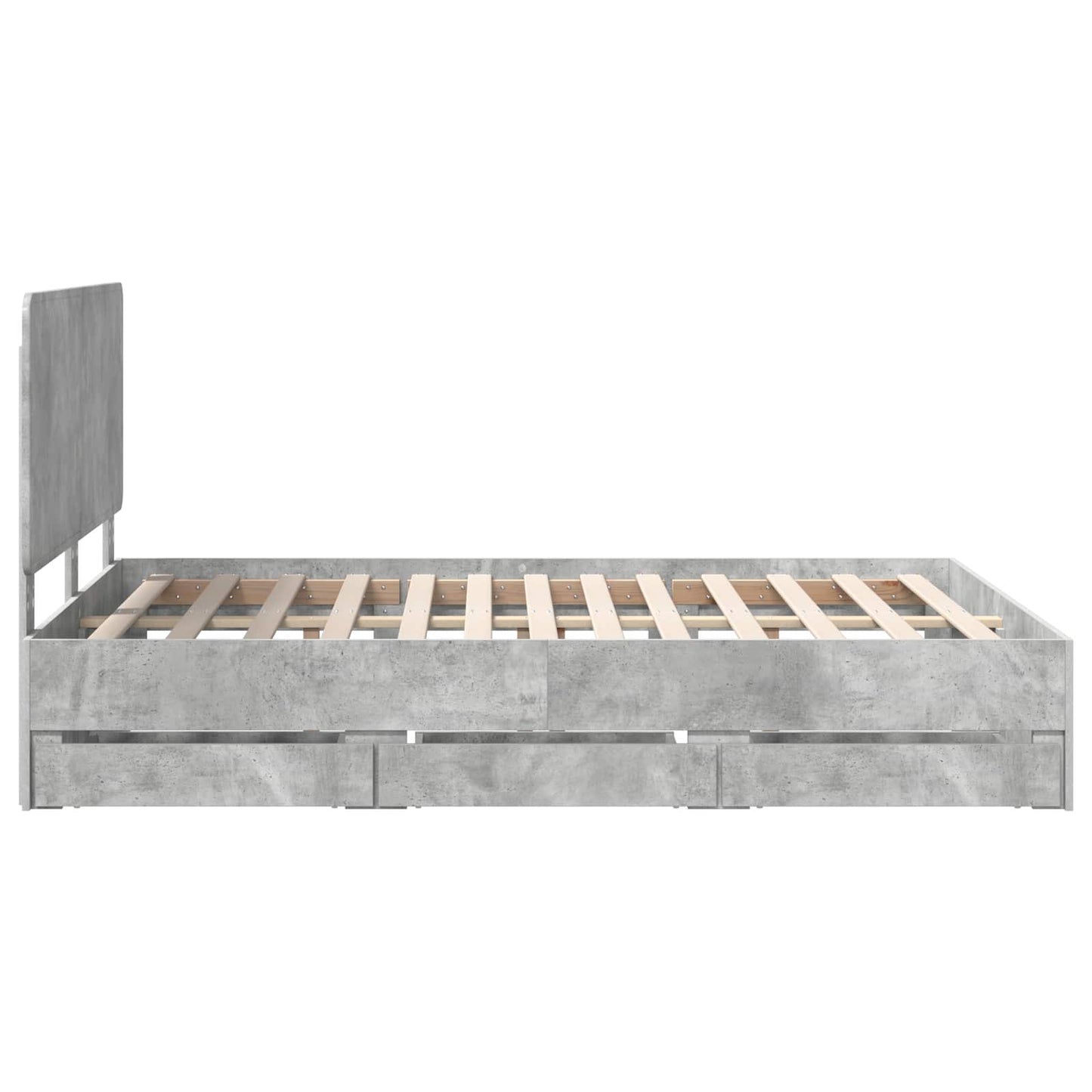 Bed Frame with Drawer Concrete Grey 160 x 200 cm Engineer Wood