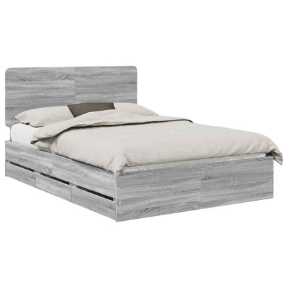 Bed Frame with Drawer Grey Sonoma 160 x 200 cm Engineer Wood