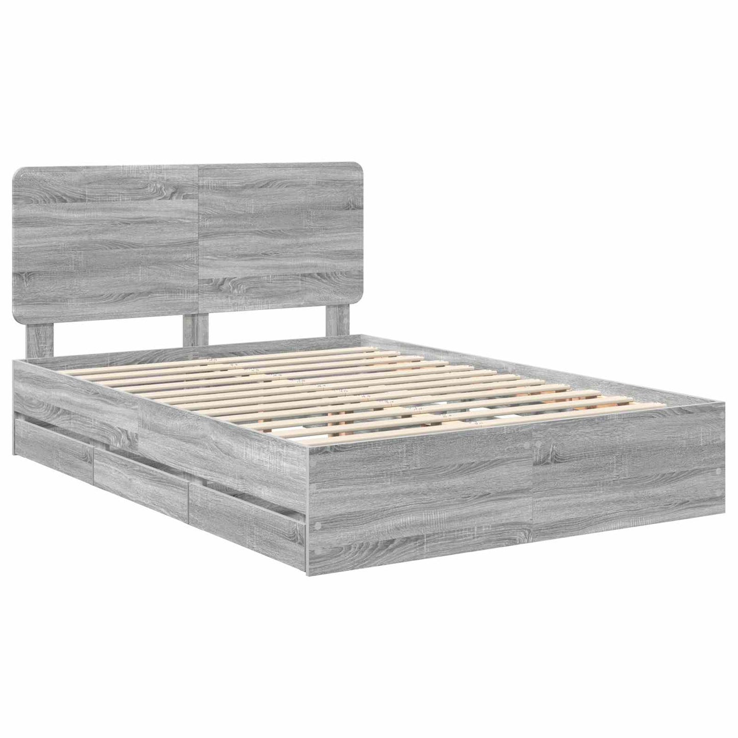 Bed Frame with Drawer Grey Sonoma 160 x 200 cm Engineer Wood