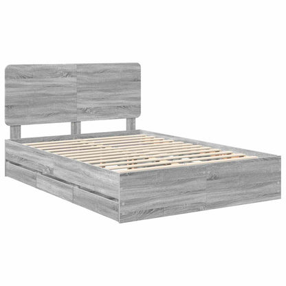 Bed Frame with Drawer Grey Sonoma 160 x 200 cm Engineer Wood