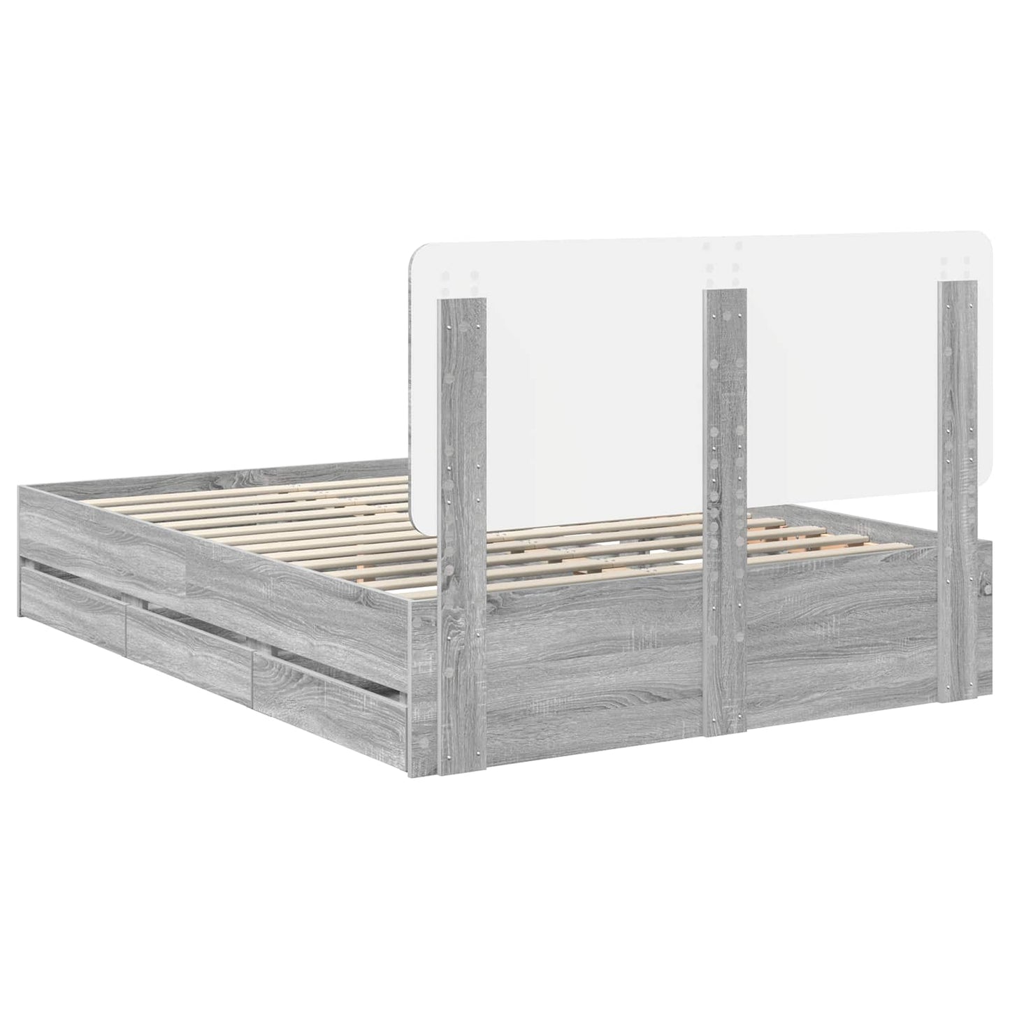Bed Frame with Drawer Grey Sonoma 160 x 200 cm Engineer Wood