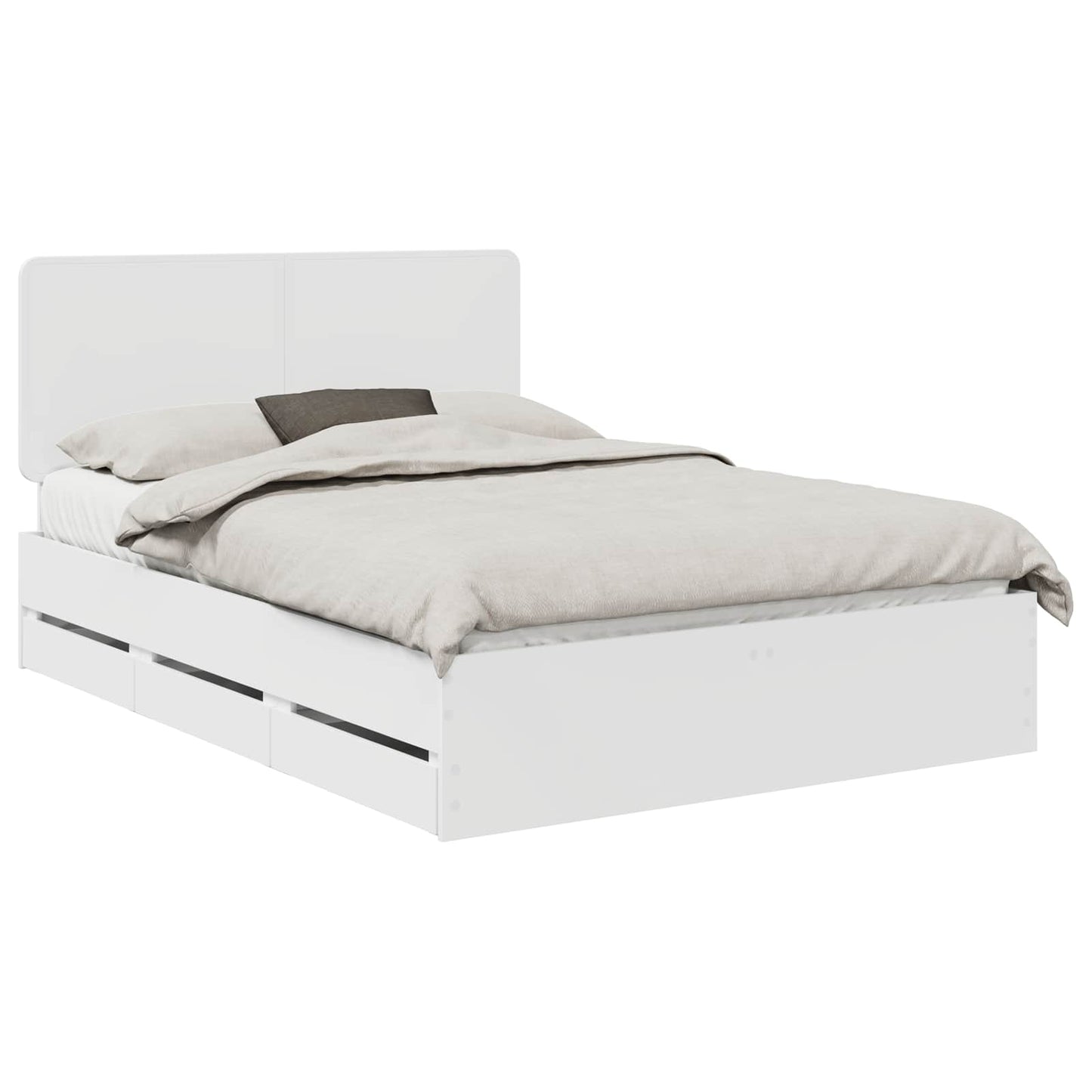 Bed Frame with Drawer White 150 x 200 cm Engineer Wood
