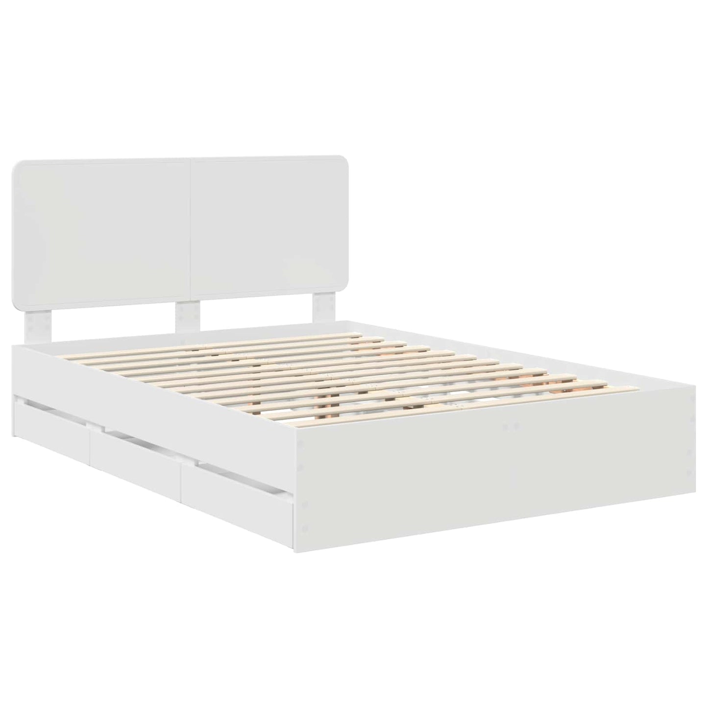 Bed Frame with Drawer White 150 x 200 cm Engineer Wood