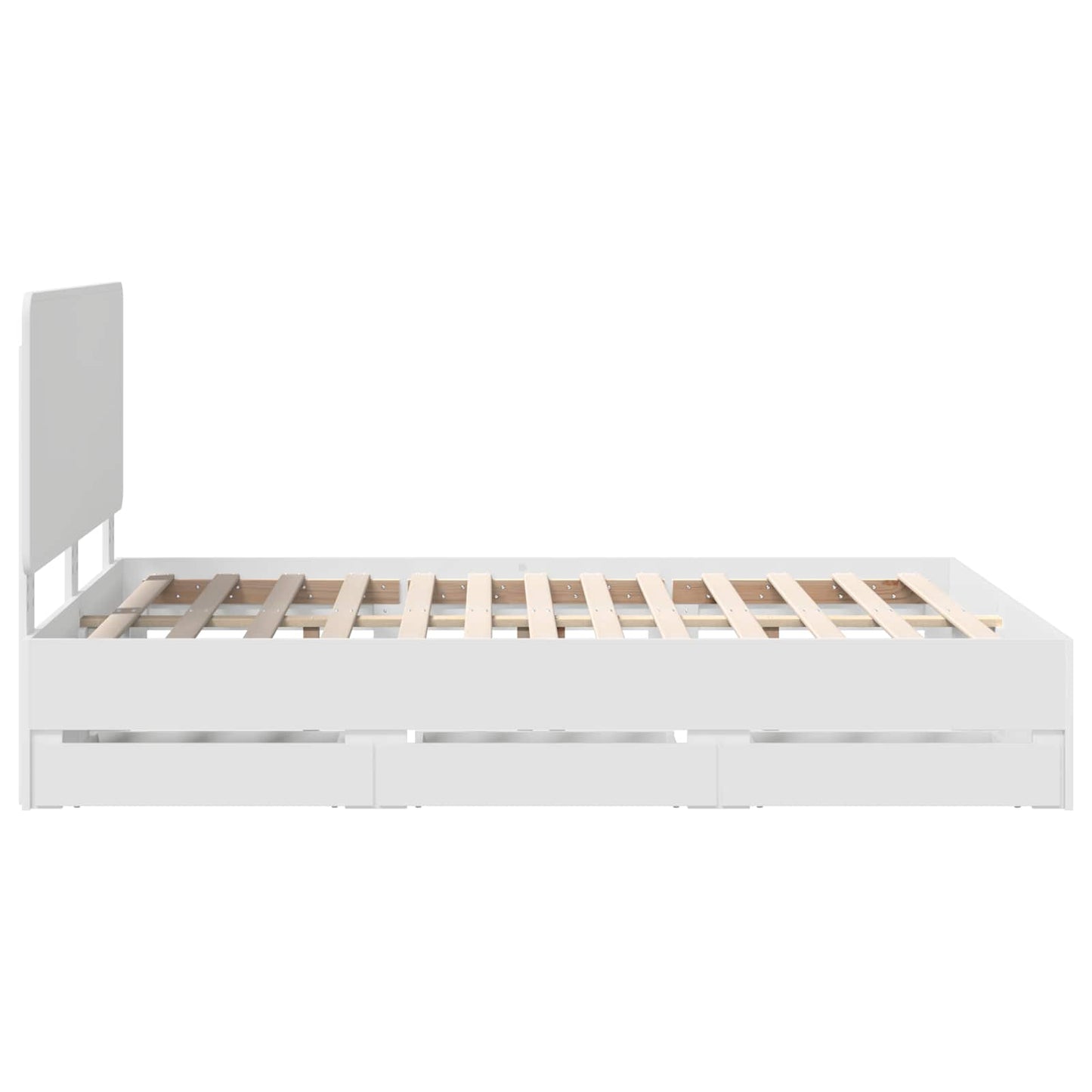 Bed Frame with Drawer White 150 x 200 cm Engineer Wood