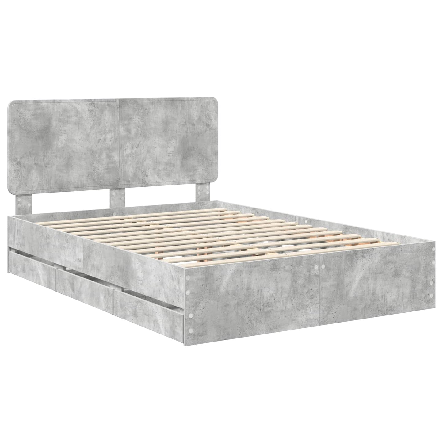 Bed Frame with Drawer Concrete Grey 150 x 200 cm Engineer Wood