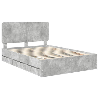 Bed Frame with Drawer Concrete Grey 150 x 200 cm Engineer Wood